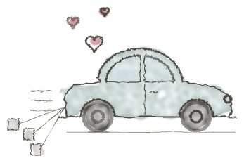 Dibujo de carro de recién casados